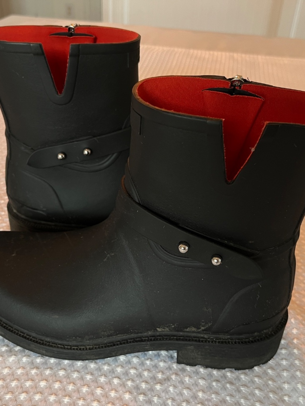 Rag & Bone Black Rain Ankle Boots Waterproof Moto Zip - Picture 3 of 6